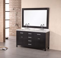 61 Inch Modern Double Sink Bathroom Vanity with Four Doors and Four Drawers