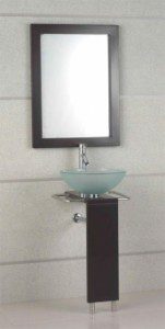 17 Inch Modern Bathroom Vanity with Glass Vessel Sink