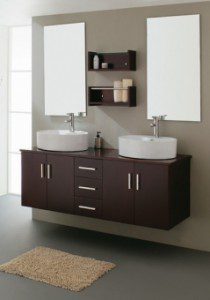 59 Inch Modern Double Sink Espresso Bathroom Vanity with Vessel Sinks