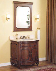 30 Inch Single Sink Antique Style Bathroom Vanity Cabinet with Choice of Counter Top