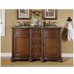 52 Inch Small double Sink Vanity With Baltic Brown Countertop