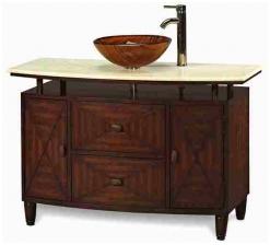 48 Inch Single Vessel Sink Bathroom Vanity With Antique Brown Finish