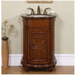 24 Inch Small Single Sink Vanity With Granite And Antiqued Finish