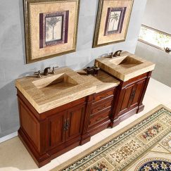 83 Inch Double Sink Vanity with Unique Travertine Top