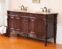 67 Inch Double Sink Bathroom Vanity in Antique Cherry with Choice of Top