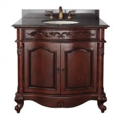 37 Inch Single Sink Bathroom Vanity with Antique Cherry Finish and Choice of Top
