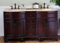 62 Inch Double Sink Bathroom Vanity in Colonial Cherry