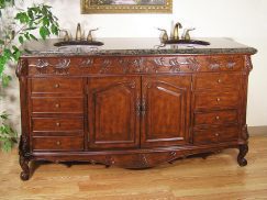 72 Inch Traditional Double Vanity with Rocky Mountain Marble