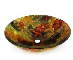 Multi Colored Round Glass Vessel Sink 214