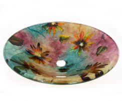 Multi Colored Round Glass Vessel Sink 184