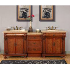 82.5 Inch Light Brown Double Sink Vanity with LED Lighting