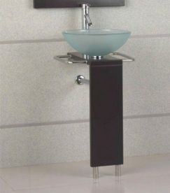 17 Inch Modern Bathroom Vanity with Glass Vessel Sink