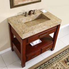 36 Inch Single Sink Cabinet with Natural Cherry Finish and Kashmir Gold Granite