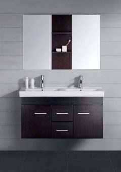47 Inch Modern Double Sink Bathroom Vanity Espresso with Mirror