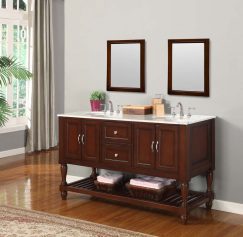 60 Inch Mission Style Double Sink Vanity in Espresso