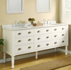 70 Inch Double Sink Vanity in Pearl White