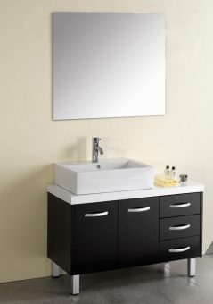 40 Inch Modern Single Sink Bathroom Vanity Black with Mirror