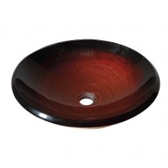 Black and Red Design Glass Vessel Sink