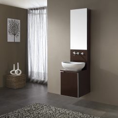 16 Inch Single Sink Bathroom Vanity with White Vessel Sink and Mirror