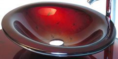Red Lava Glass Oval Vessel Sink