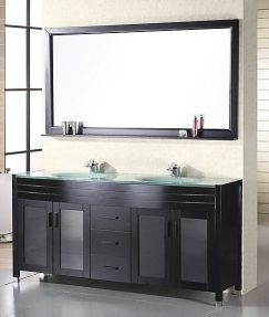 60 Inch Modern Double Sink Bathroom Vanity Set in Espresso