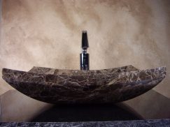 Zen Cut Brown Marble Stone Vessel Sink