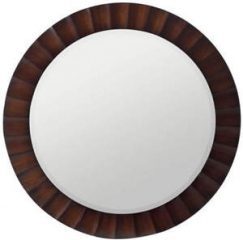 Savona Round Mirror with Washed Brown Finish and Dark Brown Highlights