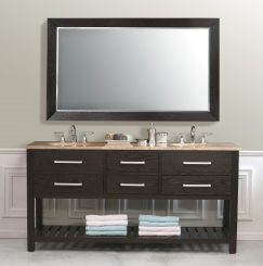 72 Inch Modern Double Sink Bathroom Vanity Open Shelf and Mirror