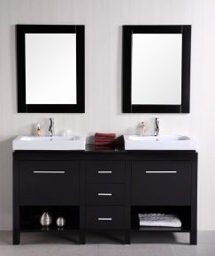 60 Inch Double Sink Bathroom Vanity with Flip Down Shelves