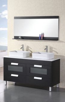 56 Inch Small Double Bathroom Vanity in Black