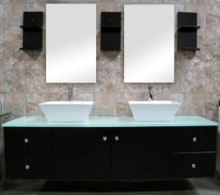 61 Inch Modern Double Ceramic Vessel Sink Bathroom Vanity