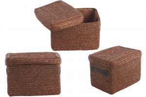 Decorative Brown Wicker Basket With Lid