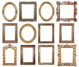 Picture gold frames with a decorative pattern