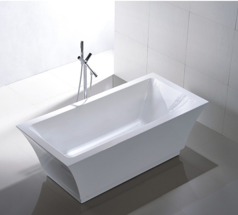 67 Inch White Acrylic Deep Soaking Bathtub