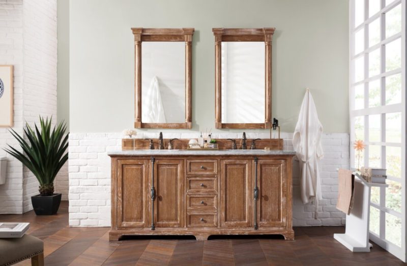 72 Inch Double Sink Bathroom Vanity in Driftwood