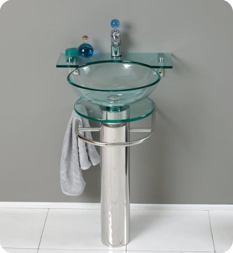 20.75 Inch Modern Glass Vessel Sink Bathroom Vanity with Mirror