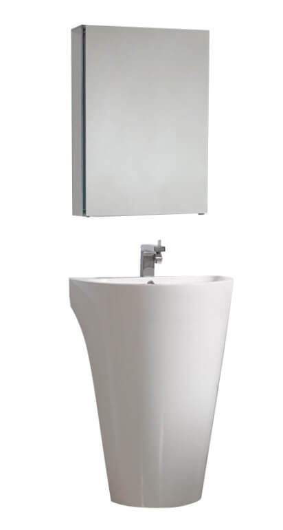 24 Inch Single Sink White Pedestal Vanity