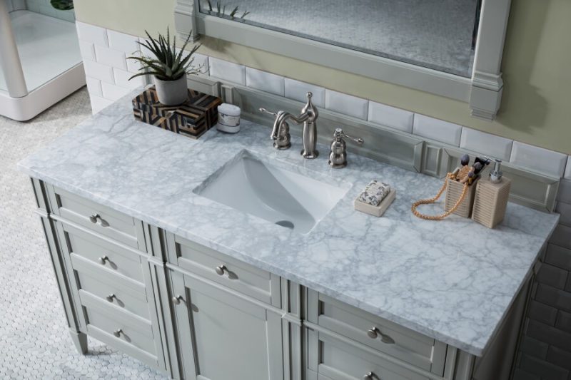 60 Inch Single Sink Bathroom Vanity with White Marble