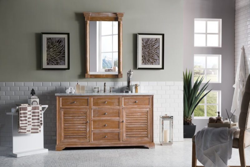 60 Inch Single Sink Bathroom Vanity in Driftwood Finish