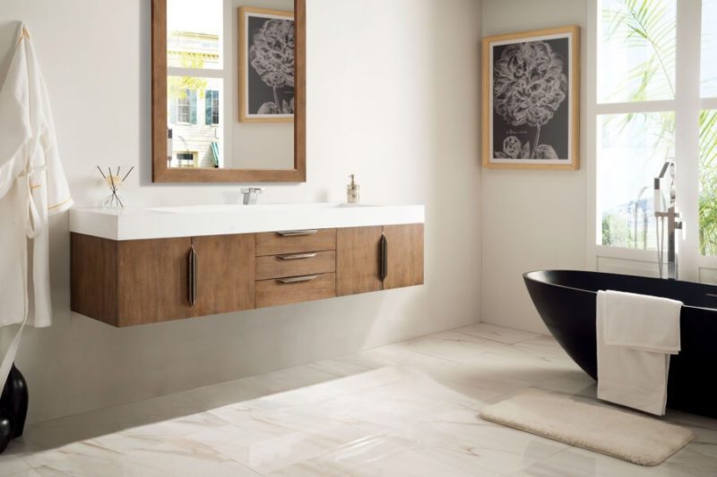 73 Inch Single Sink Bathroom Vanity in Latte Oak