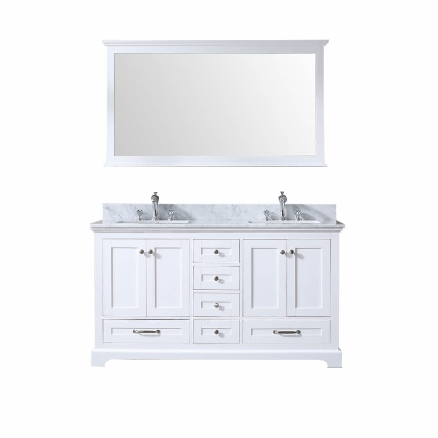 60 Inch Double Sink Bathroom Vanity in White with Choice of No Top