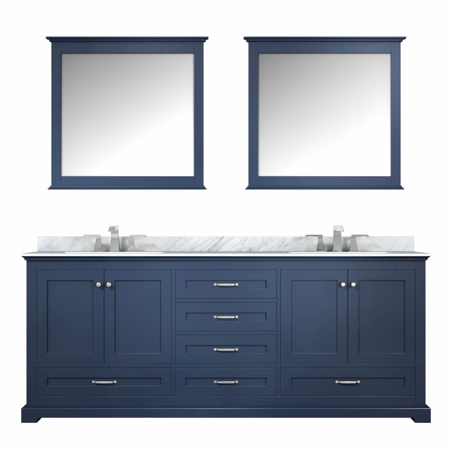 80 Inch Double Sink Bathroom Vanity in Navy Blue with Choice of No Top