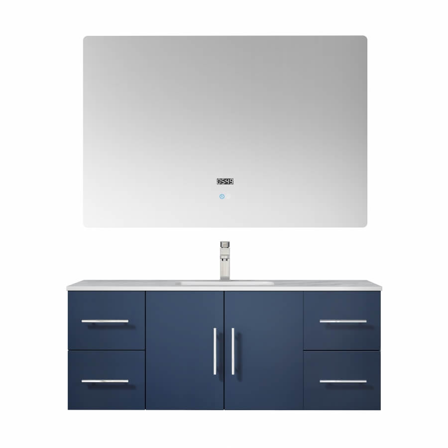 48 Inch Blue Single Sink Wall Mounted Bathroom Vanity