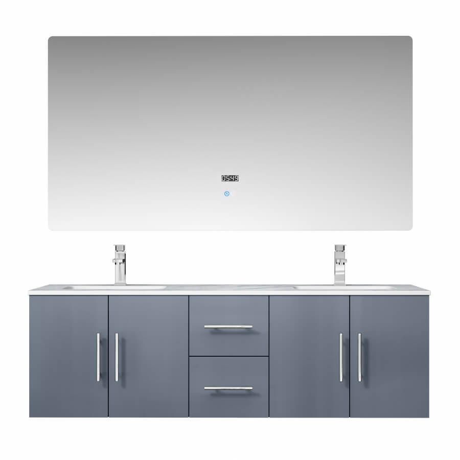 60 Inch Double Sink Wall Mounted Bathroom Vanity in Dark Gray