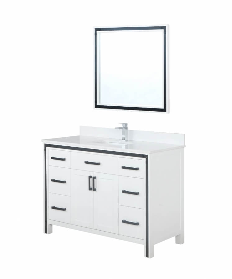 48 Inch Single Sink Bathroom Vanity in White with Choice of No Top
