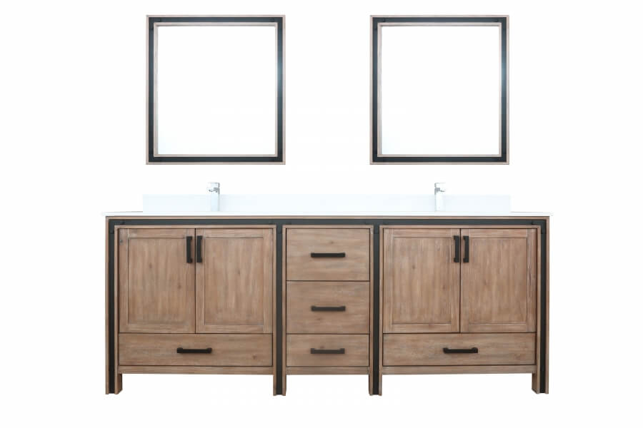 84 Inch Double Sink Bathroom Vanity in Rustic Barnwood