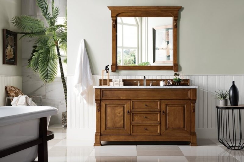 60 Inch Single Sink Bathroom Vanity in Country Oak