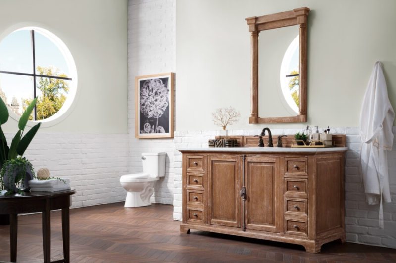 60 Inch Single Sink Bathroom Vanity in Driftwood Finish