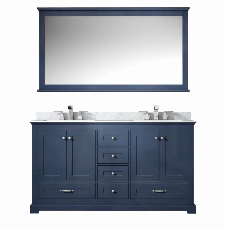 60 Inch Double Sink Bathroom Vanity in Navy Blue with Choice of No Top