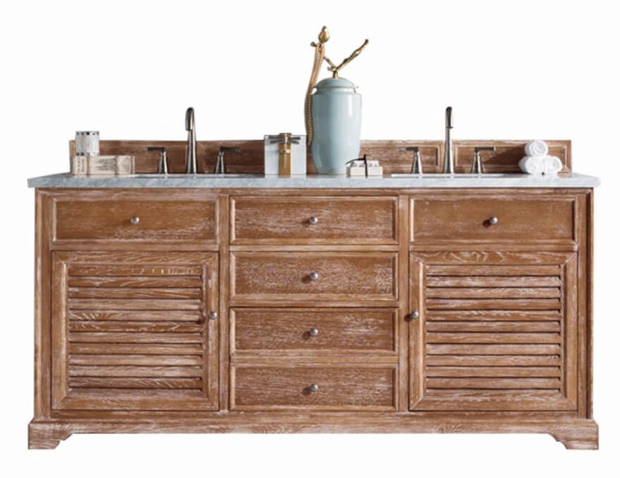 72 Inch Double Sink Bathroom Vanity in Driftwood Finish